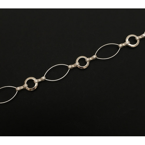 Chain large navette with ring silver plated